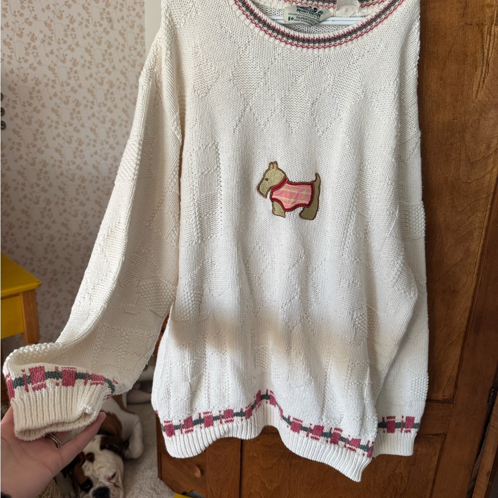 Vintage Sweater with Dog Terrier 🐶